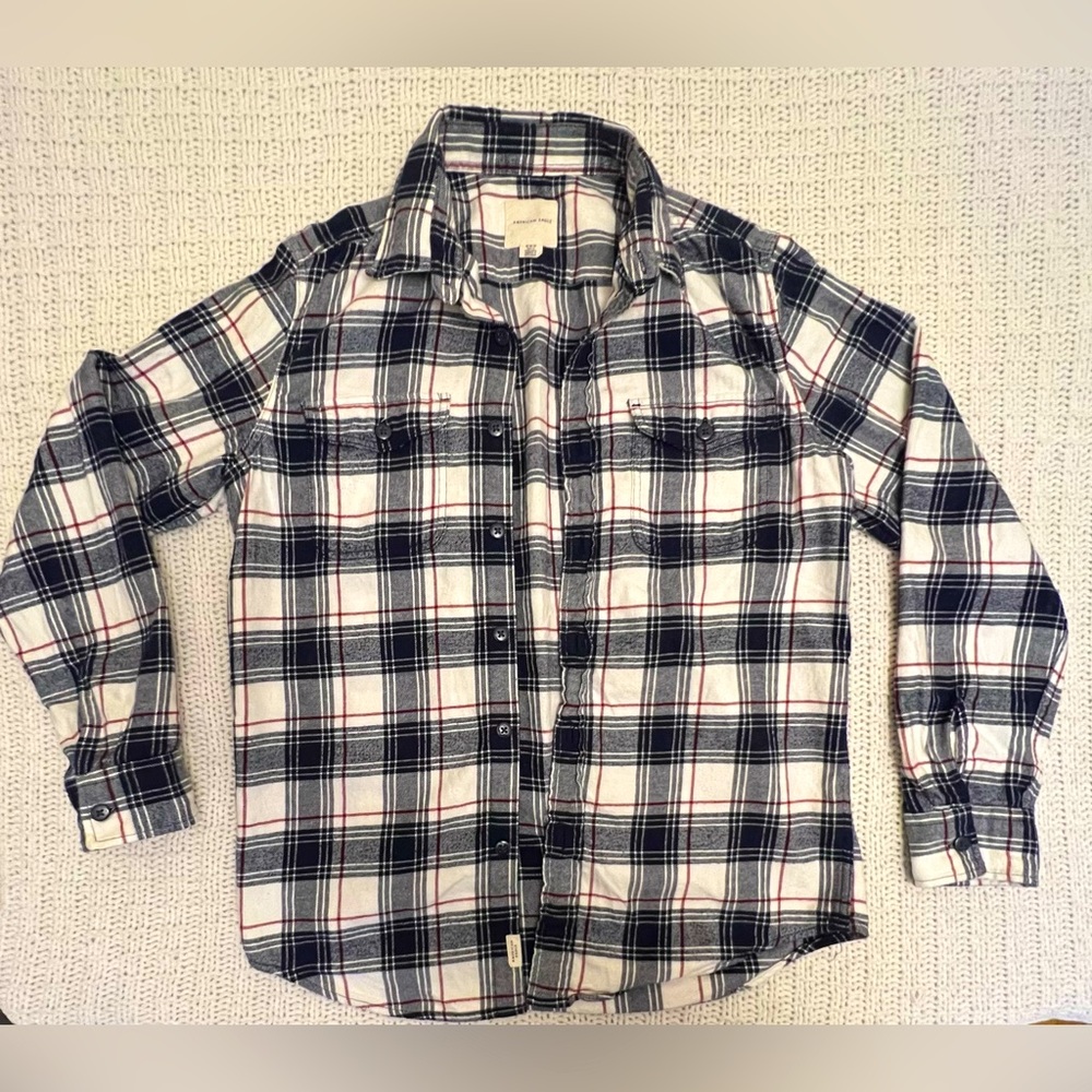American Eagle Blue Cream Red Flannel Men’s Size Medium